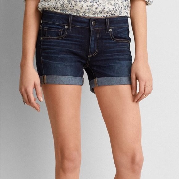 American Eagle Outfitters Pants - American Eagle Denim Midi Shorts Dark AEO Denim X Size 2